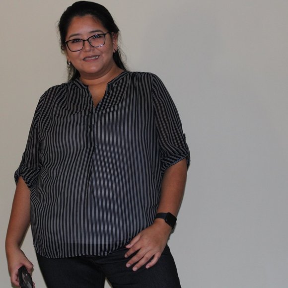 Black and white pinstripe sheer dress shirt, Walmart - Picture 2 of 6